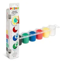 Prstové barvy PRIMO, sada 6 x 25ml, kelímky
